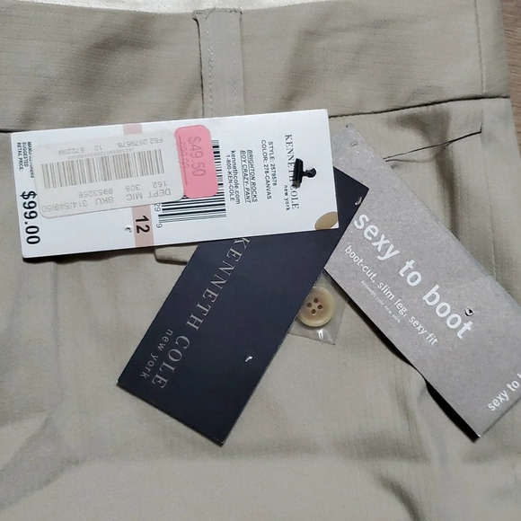 Kenneth Cole new york nwt tan pinstriped boot dress pants - Picture 5 of 10